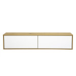 Miliboo meuble tv suspendu finition blanche et bois clair ch�ne l140 cm flexo