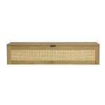 Miliboo meuble tv suspendu finition bois clair et cannage rotin 1 porte l135 cm manille