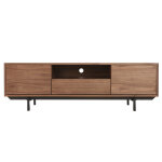 Miliboo meuble tv vintage en bois fonc niche ouverte l160 cm manny