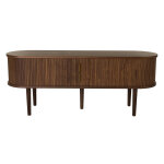 Miliboo meuble tv vintage bois fonc� noyer avec rangements 2 portes coulissantes l138 cm epic