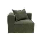 Miliboo module d'angle gauche pour canap� en tissu effet velours vert kaki kerry