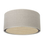 Miliboo plafonnier cylindrique en lin beige et rabane naturelle d40 cm traves
