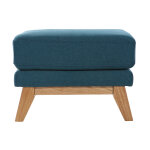 Miliboo pouf repose - pieds d�houssable scandinave en tissu bleu canard et bois clair oslo