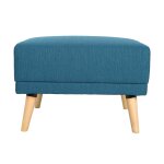 Miliboo pouf repose - pieds scandinave en tissu bleu canard et bois clair ulla