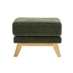 Miliboo pouf repose - pieds scandinave en tissu effet velours vert kaki et bois clair oslo