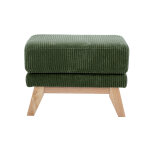 Miliboo pouf repose - pieds scandinave en tissu velours c�tel� vert kaki et bois clair oslo