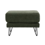 Miliboo pouf repose - pieds en tissu effet velours vert kaki et m�tal oslo