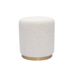 Miliboo pouf rond en tissu effet laine boucle blanc cass et mtal dor d40 cm amaya