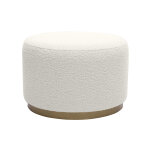 Miliboo pouf rond en tissu effet laine boucle blanc cass et mtal dor d54 cm amaya