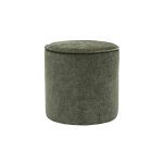 Miliboo pouf rond en tissu effet velours vert kaki d40 cm paul