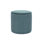 Miliboo pouf rond en tissu velours ctel bleu canard d40 cm paul