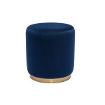 Miliboo pouf rond en velours bleu marine et mtal dor d40 cm amaya