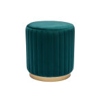 Miliboo pouf rond en velours bleu ptrole et mtal dor d40 cm dona