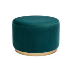Miliboo pouf rond en velours bleu ptrole et mtal dor d54 cm amaya
