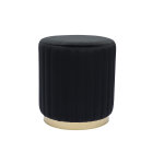 Miliboo pouf rond en velours noir et mtal dor d40 cm dona