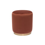 Miliboo pouf rond en velours rouge tomette et mtal dor d40 cm amaya