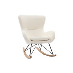 Miliboo rocking chair scandinave en tissu effet peau de mouton blanc, mtal noir et bois clair eskua