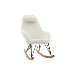 Miliboo rocking chair scandinave en tissu effet peau de mouton blanc, mtal noir et bois clair jhene