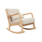 Miliboo rocking chair scandinave en tissu effet velours beige et bois clair massif derry