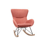 Miliboo rocking chair scandinave en tissu effet velours textur� terracotta, m�tal noir et bois clair ...