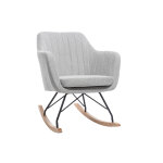 Miliboo rocking chair scandinave en tissu gris clair, m�tal noir et bois clair aleyna