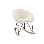 Miliboo rocking chair en tissu effet peau de mouton blanc, m�tal noir et bois clair rhapsody