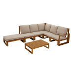 Miliboo salon de jardin d'angle 6 - 8 places en bois massif avec coussins d�houssables taupe salsa