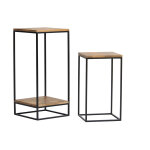 Miliboo sellettes gigognes en bois manguier massif et mtal noir l34 cm (lot de 2) iggy