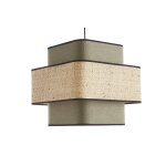 Miliboo suspension cube en tissu lin vert kaki et rabane naturelle l35 cm tera