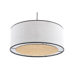 Miliboo suspension cylindrique en lin blanc et rabane naturelle d50 cm traves