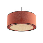 Miliboo suspension cylindrique en lin brique et rabane naturelle d50 cm traves