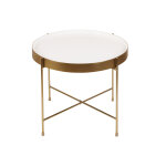 Miliboo table d'appoint avec plateau r�versible bleu canard / blanc d51 cm sateen