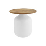 Miliboo table d'appoint ronde design blanche et bois manguier massif h49 cm verona