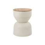 Miliboo table d'appoint ronde design avec rangement en m�tal gr�ge et bois manguier massif d30 cm yoyo ...