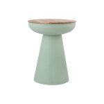 Miliboo table d'appoint ronde design avec rangement en m�tal vert c�ladon et bois manguier massif h52 ...