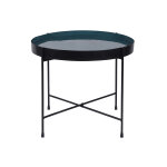 Miliboo table d'apppoint ronde avec plateau rversible bleu canard / noir d51 cm sateen