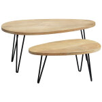 Miliboo tables basses gigognes bois clair manguier massif et m�tal noir (lot de 2) vibes