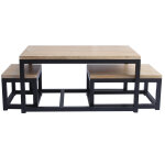 Miliboo tables basses gigognes bois manguier massif et m�tal noir (lot de 3) factory
