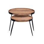 Miliboo tables basses gigognes bois massif et mtal noir (lot de 2) elavo
