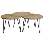 Miliboo tables basses gigognes graves bois manguier massif et mtal noir (lot de 3) vibes