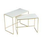 Miliboo tables basses gigognes rectangulaires design blanc et métal doré (lot de 2) wess Miliboo tables basses gigognes rectangulaires design blanc et métal doré (lot de 2) wess