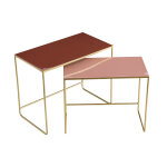 Miliboo tables basses gigognes rectangulaires design terracotta, rose et m�tal dor� (lot de 2) wess