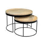 Miliboo tables basses gigognes rondes bois manguier massif et mtal noir (lot de 2) ledge
