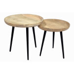 Miliboo tables basses gigognes rondes bois manguier massif et mtal noir (lot de 2) pyta