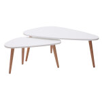 Miliboo tables basses gigognes scandinaves blanc et bois clair ch�ne massif (lot de 2) artik