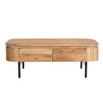 Miliboo table basse avec rangements en bois massif et m�tal noir 4 tiroirs l115 cm napoli
