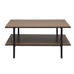 Miliboo table basse rectangulaire finition bois fonc� noyer et m�tal noir l80 cm pippa