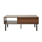 Miliboo table basse relevable rectangulaire bois foncé finition noyer et métal noir l100 cm kane Miliboo table basse relevable rectangulaire bois foncé finition noyer et métal noir l100 cm kane