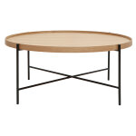 Miliboo table basse ronde bois clair et m�tal noir d90 cm bassy