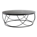 Miliboo table basse ronde bois noir et m�tal noir d80 cm lace